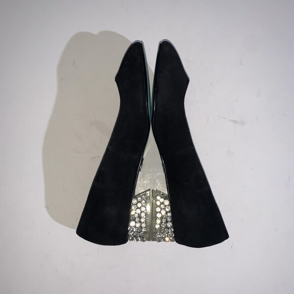 Betsey Johnson Shoes Womens Size 6.5 Black Rhinestone Block Heel Pumps SB Frida - Picture 7 of 10